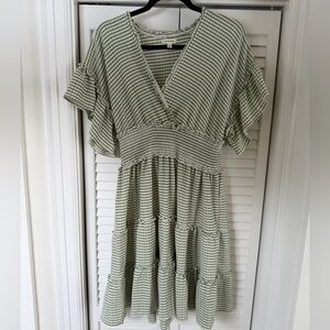 Max Studio Green Gingham Midi Dress